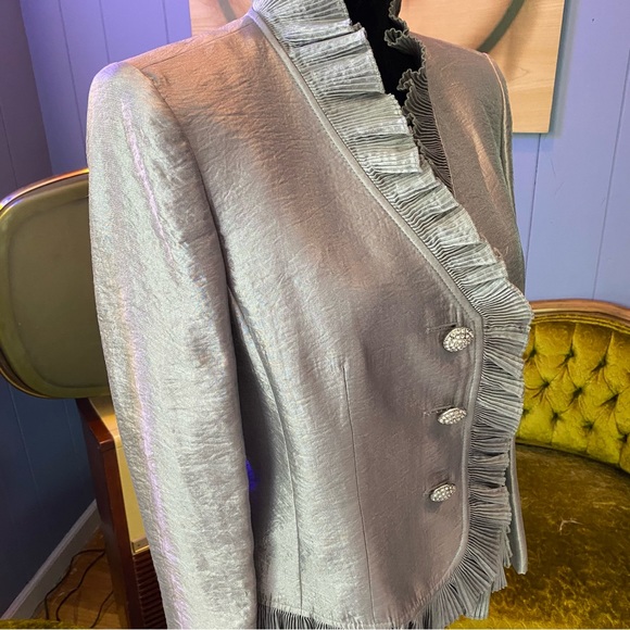 Vintage Kasper Gold Label Ruffled Metallic Jacket - Picture 3 of 9